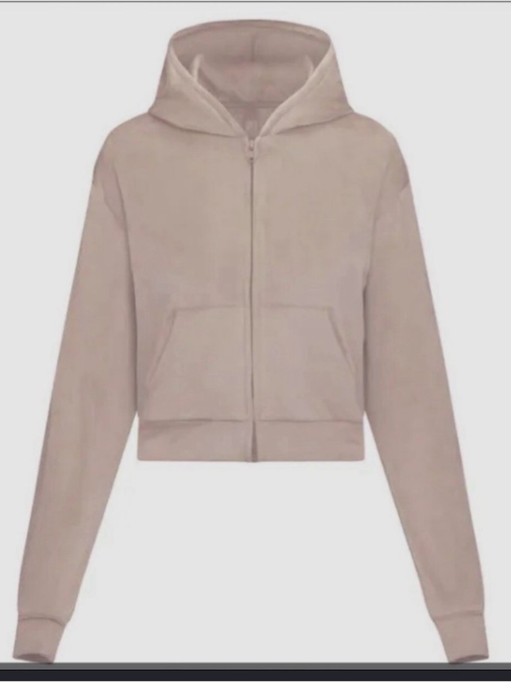 SKIMS Cropped Zip Hoodie in Taupe Beige